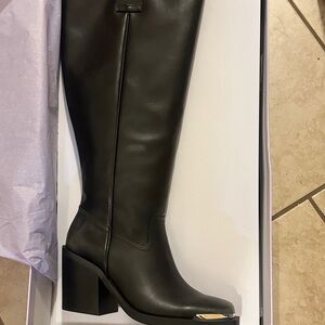 Madden Girl Black Knee-High Leather Boots
